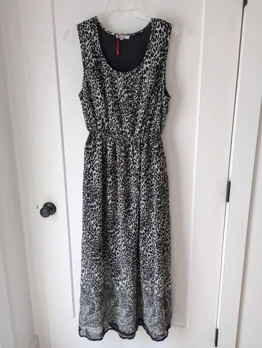 Sapogee Ladies 3X Dress Black Leopard Print Sheer Sleeveless Casual NWOT